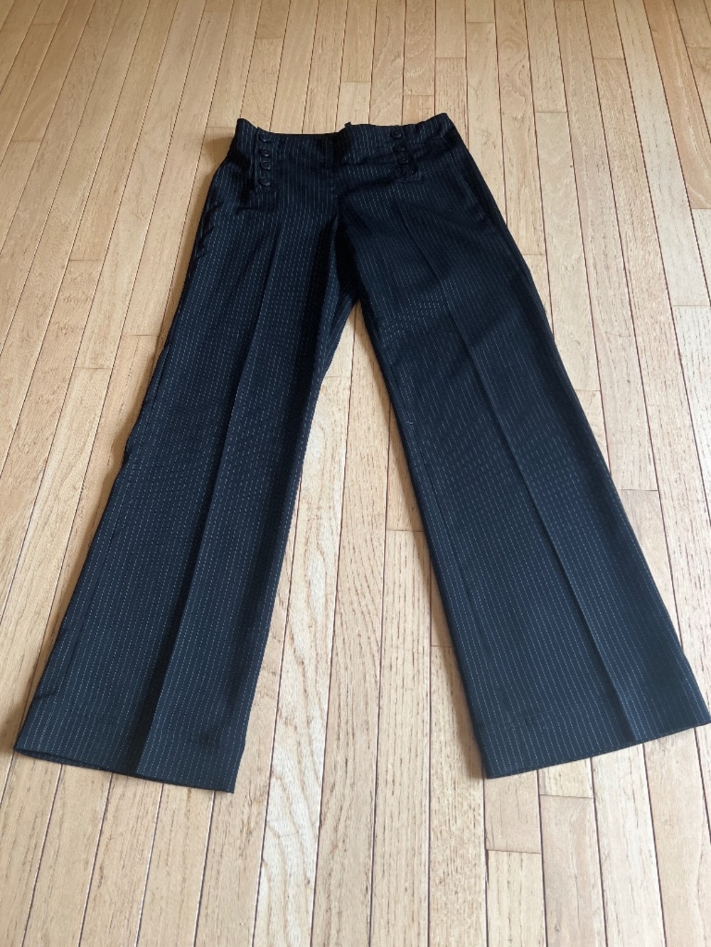 New Directions Black Pinstripe Pants SZ 4
